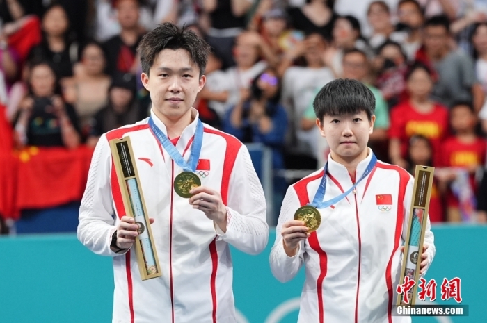 巴黎奥运混双决赛王楚钦孙颖莎力克朝鲜组合摘